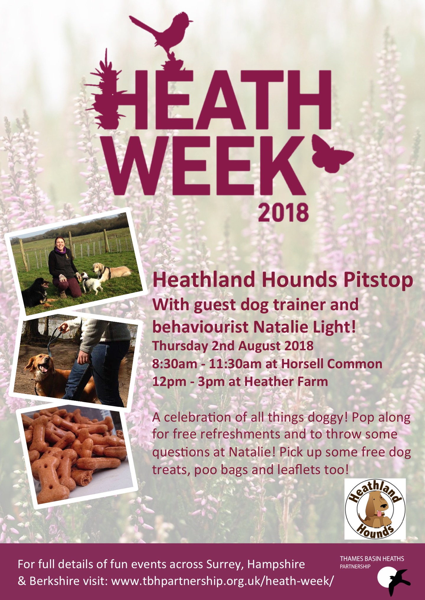 Heath Week poster for Heathland Hounds event