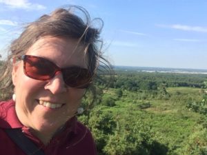 Warden Trudi enjoying the view at Caesar's Camp