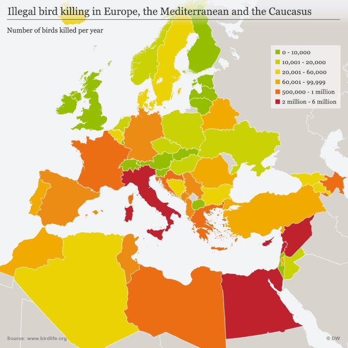 Map showing illegal killing