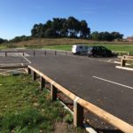 View of the car park and across to one of the wooden knolls