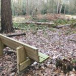 Photo of a bench at Oakham Woods in winter