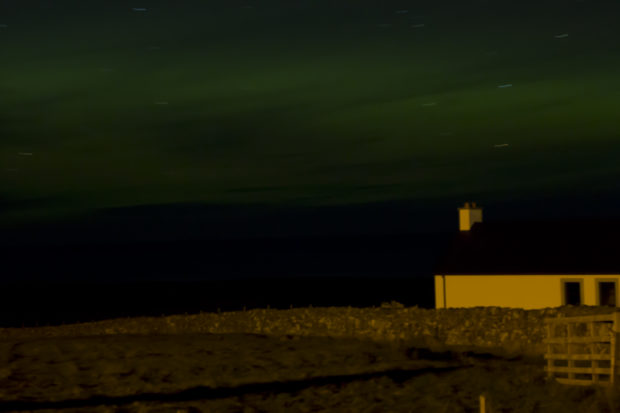 Photograph of the aurora borealis in the Outer Hebrides