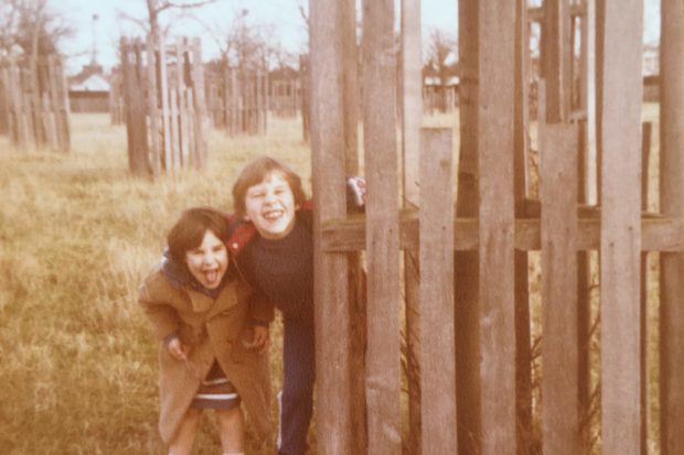 Photograph of a young Warden Nicky (left) and her brother in Bushy Park