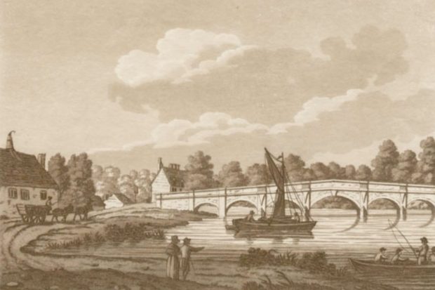 Old print of Chertsey Bridge.