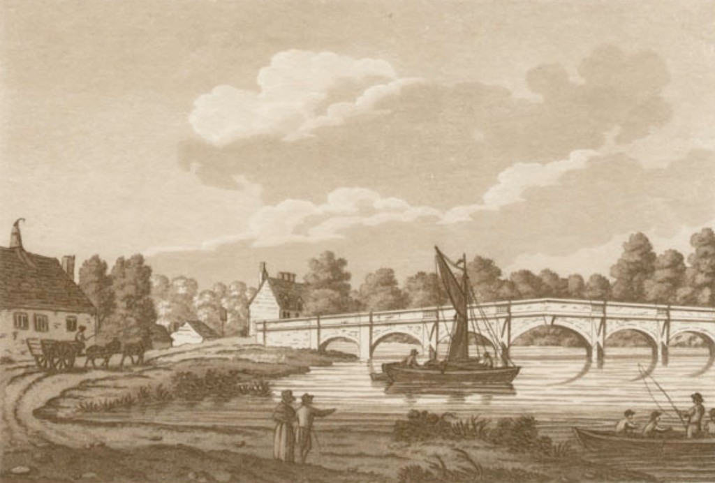 Old print of Chertsey Bridge.
