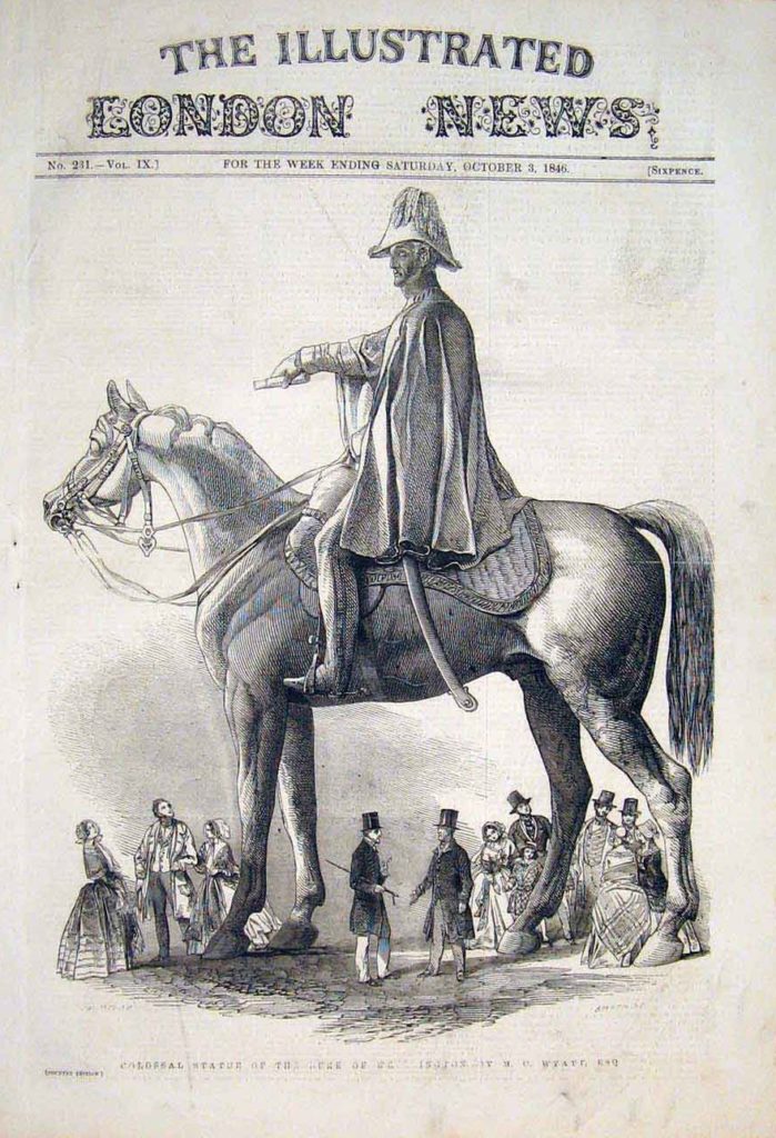 Etching of the statue on the cover of the Illustrated London News from 1846