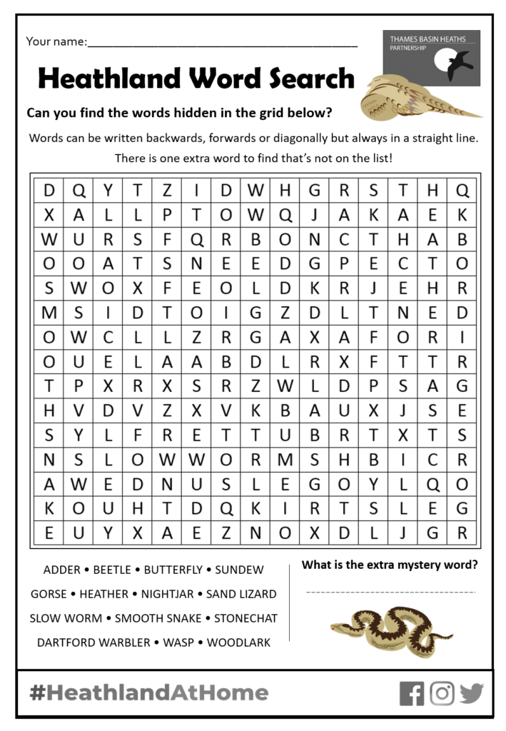 Click to download the heathland word search