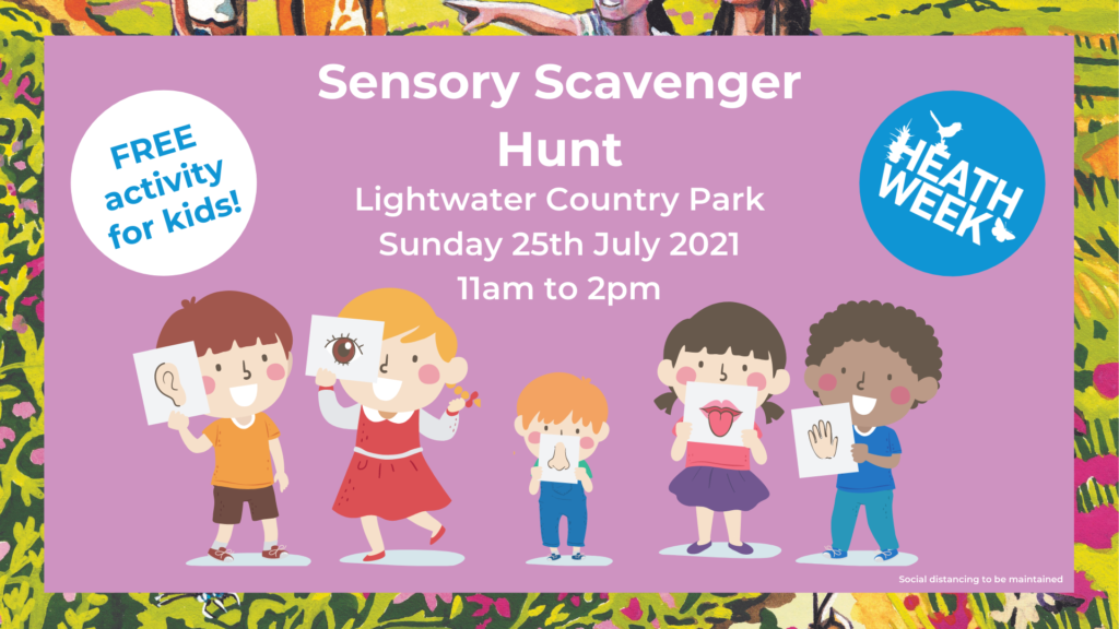 Heath Week event poster showing kids enjoying a sensory challenge