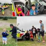 Montage of photographs of kids having fun with drones and fire vehicles!