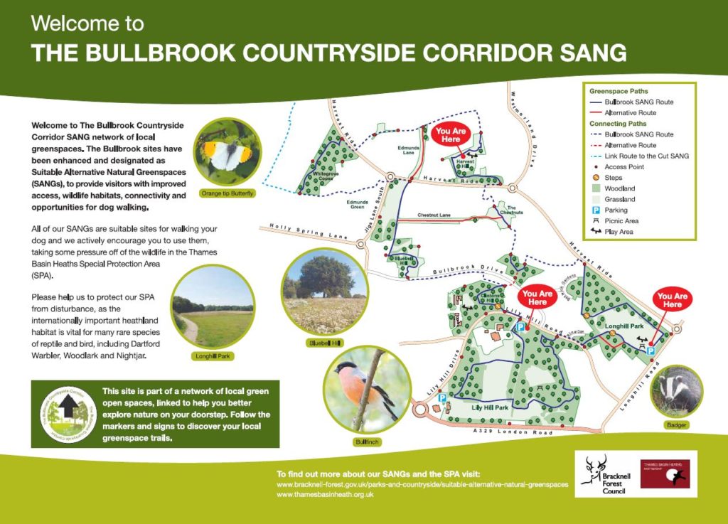 Information panel and map of Bullbrook Countryside Corridor route