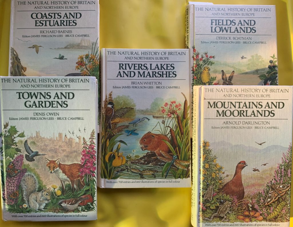 A photo of a collection of 5 of Mike's books in the The Natural History of Britain & Europe series