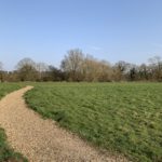 View of the meadows at winter, showing gravel path