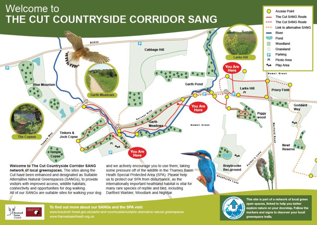 Information panel and map of Cut Countryside Corridor route