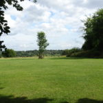 Photo of level green, grassy area.