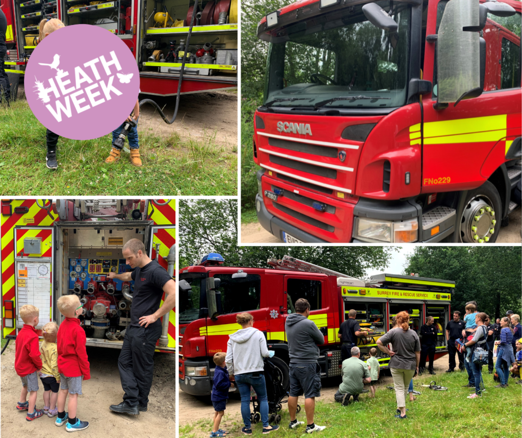 Montage of photographs including the children enjoying the fire engines