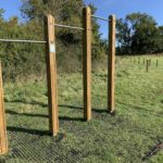Photograph of wooden exercise equipment.