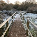 Photo of a frosted boardwalk.