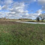 Photo of a large shallow pond set in an area of meadow.