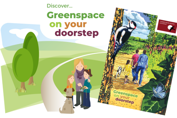 Advert for 'Greenspace on your doorstep' booklets - local walks across Surrey, Hampshire & Berkshire.