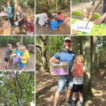 Photo montage of children enjoying the treasure hunt at Horsell Common.