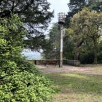 Photo looking towards a platform at a viewpoint.