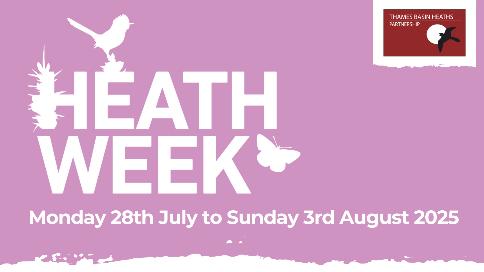 Pretty pink poster advertising Heath Week 2025 - 28th July to 3rd August